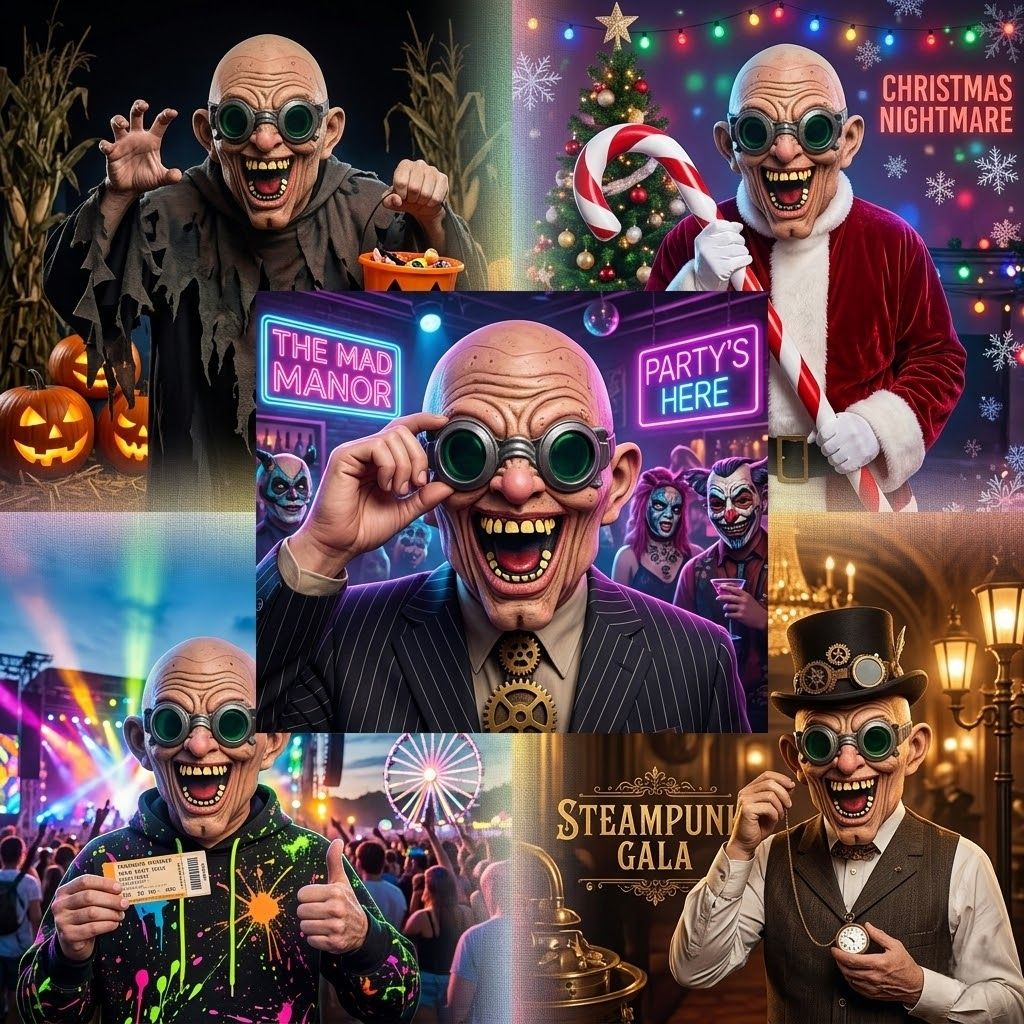 Halloween Scary Latex Mask Old Man Cosplay Head Cover Funny Bald Grandpa Prop with Goggles for Carnival Party