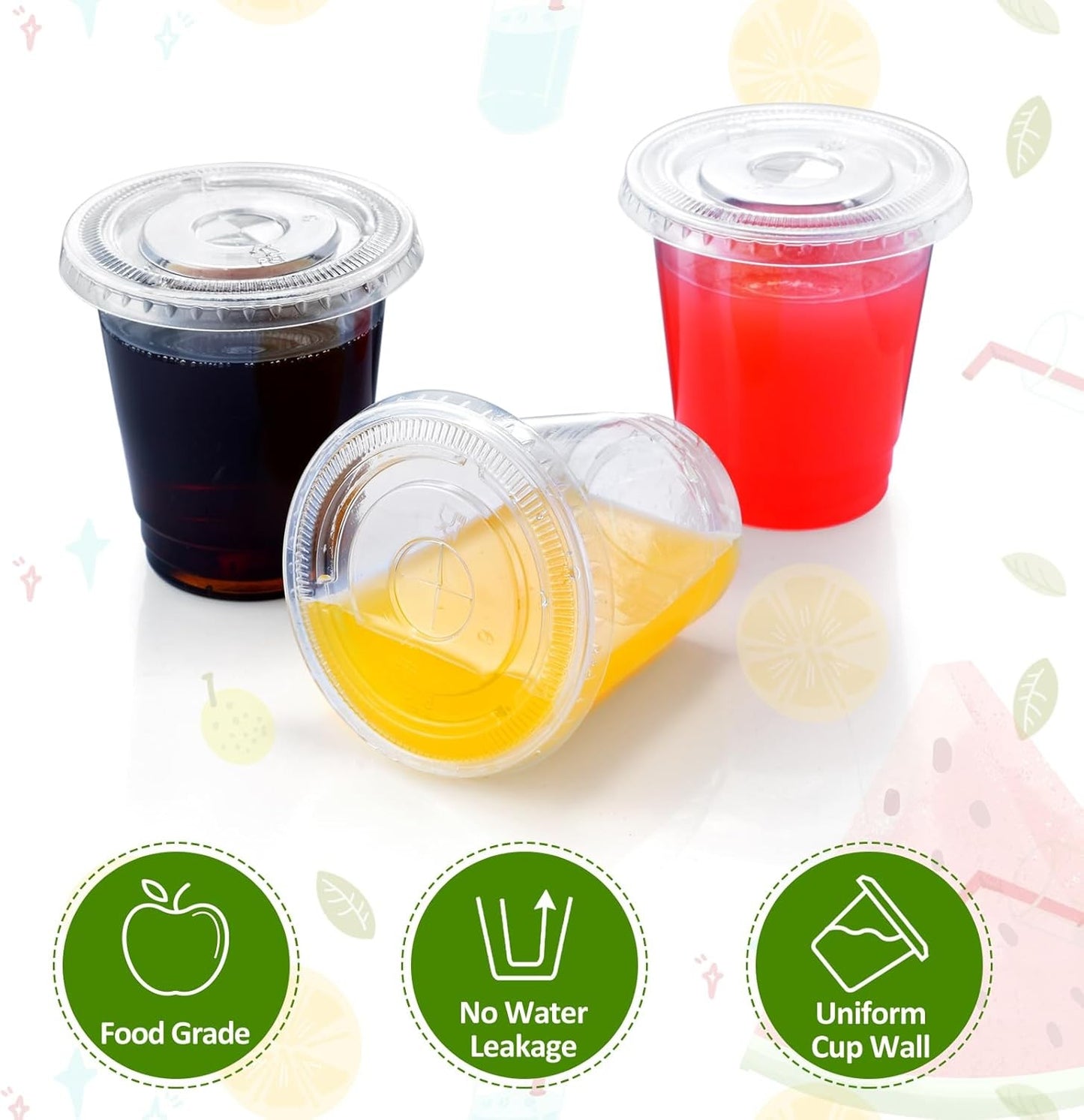 200 Sets 8 OZ Plastic Cups with Lids - 8 Ounce Clear Disposable Cups with Lids, Cold Drink Containers for Beverage, Parf