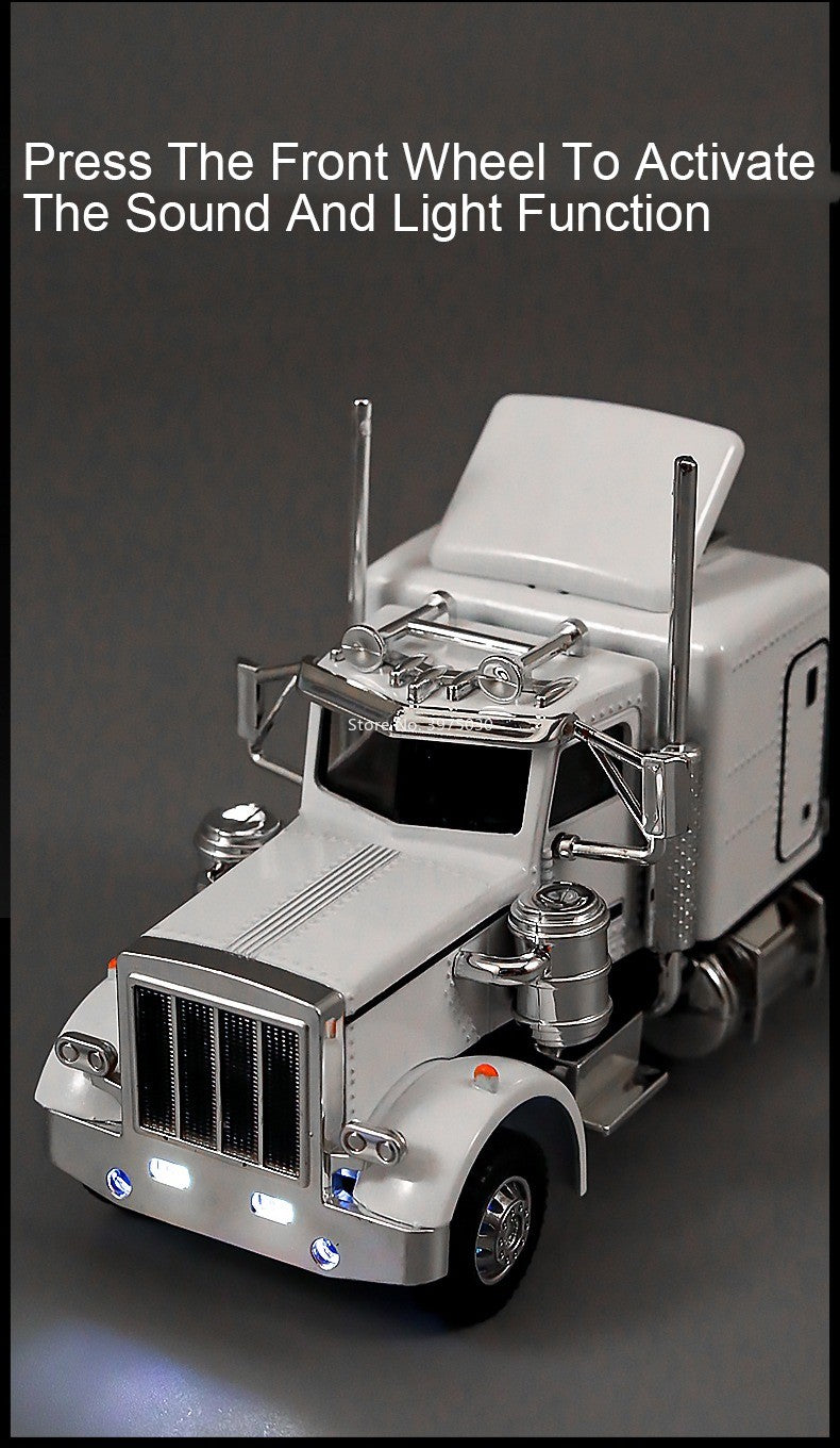 1:50 Modelos de Caminhões Pesados de Liga Leve Veículos de Contêiner Brinquedos Carro de Transporte em Miniatura com Luz e Música Pneus de Borracha Presentes para Crianças
