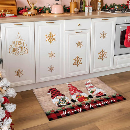 VIKAMA Christmas Gnome Doormat Winter Dwarf Front Door Mat Non-Slip Washable Entryway Rug Holiday Home Decor