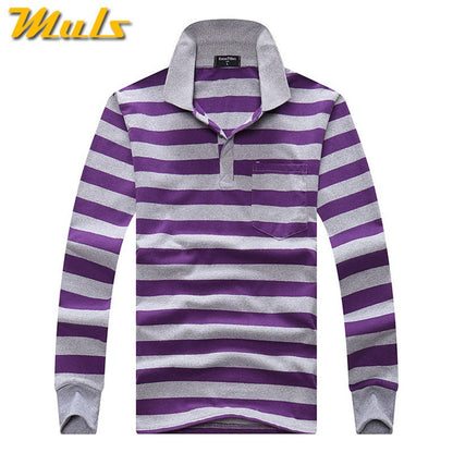 Cotton Polos Men Long Sleeve Mens Polo Shirt Spring Autumn Striped Male Polo Dress Classic Business 2018 Father Gift Drop Ship