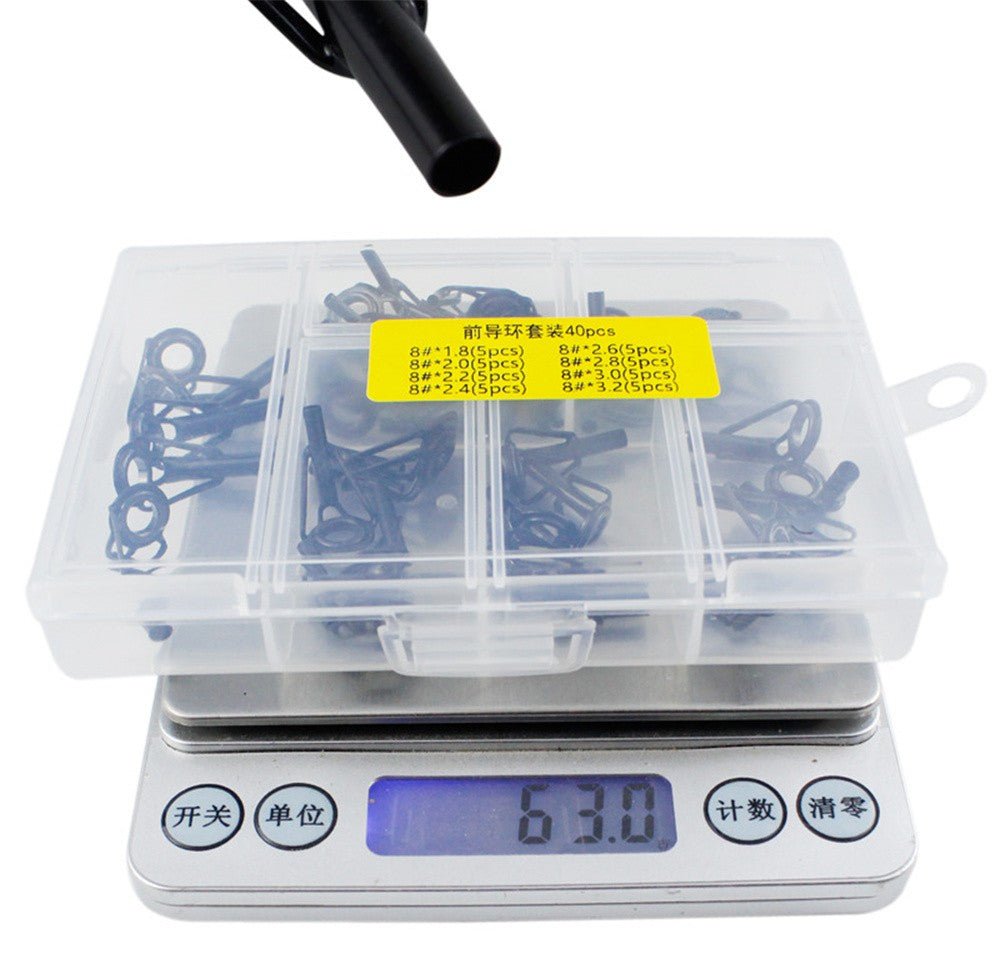 40 Peças/Caixa Anel Guia para Vara de Pesca Kit de Reparo Ponta Superior Conjunto 8# DIY Aço Inoxidável Molduras Cerâmica Ferramentas Acessórios de Pesca