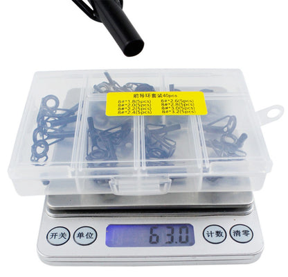 40 Peças/Caixa Anel Guia para Vara de Pesca Kit de Reparo Ponta Superior Conjunto 8# DIY Aço Inoxidável Molduras Cerâmica Ferramentas Acessórios de Pesca