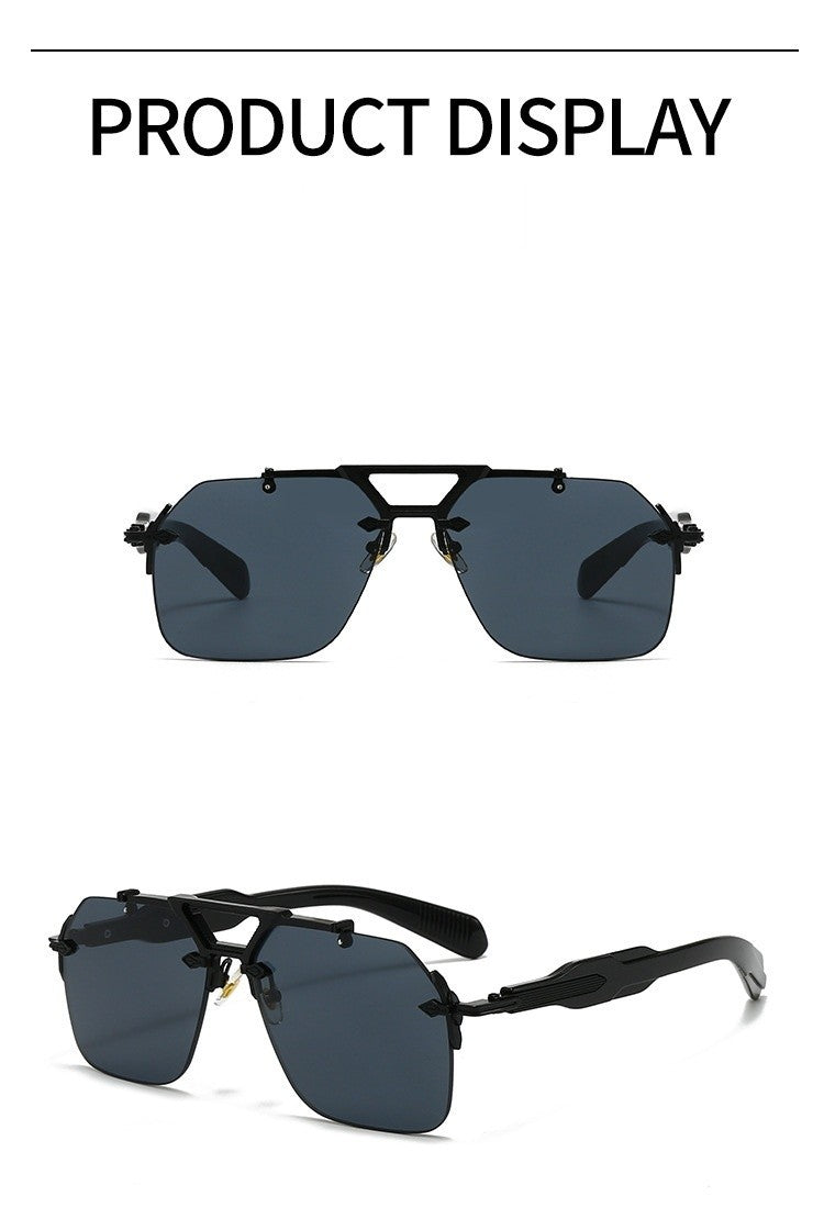 Novos Óculos de Sol Masculinos Steampunk Design de Haste Dupla Óculos de Piloto Sem Aro Proteção UV Óculos de Proteção Retrô