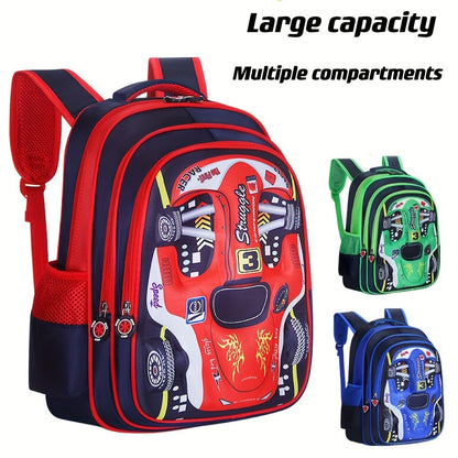Mochila Infantil de Carro 3D Personalizada para Meninos, Mochila Escolar Divertida de Desenho Animado, Mochila de Livros Infantil, Mochila Estilosa para Meninos, Durável e Impermeável