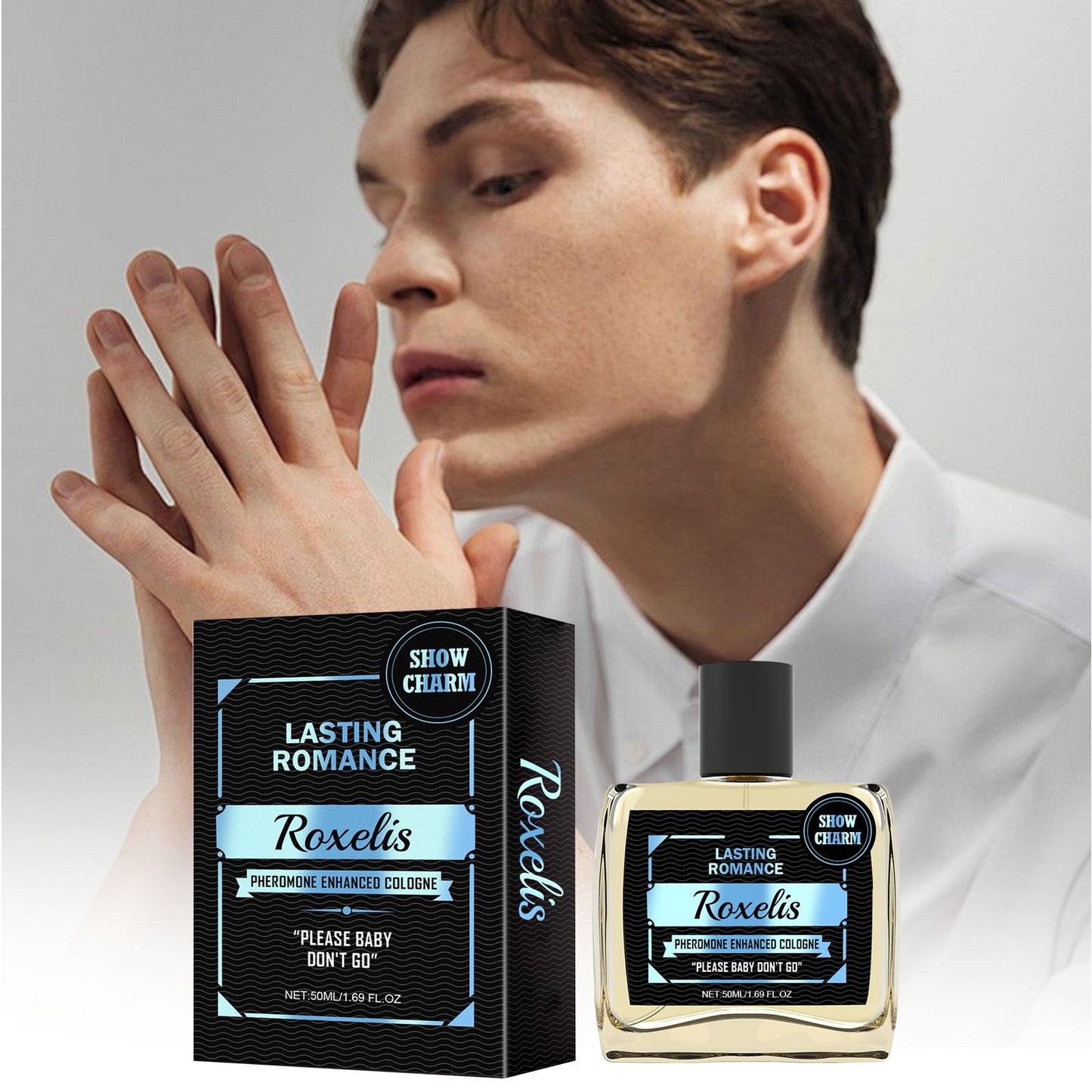 Roxelis 50ml Colônia Masculina Feromônio Aumenta Charme Confiança Namoro Paquera Atrai Glamour Duradouro Perfume Masculino