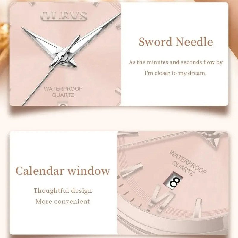 OLEVS 3668 Women Watch Luxury Original Waterproof Stainless Steel Quartz Watch Roman Automatic Date Women Watch Reloj Para Mujer