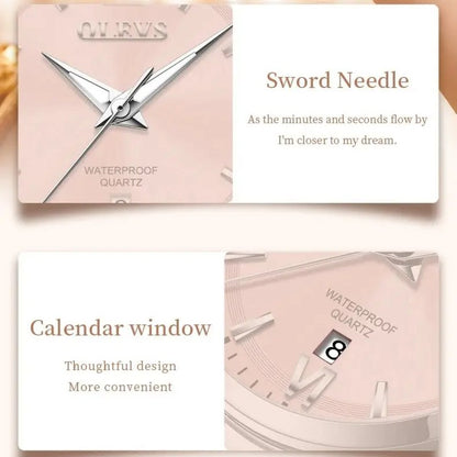 OLEVS 3668 Women Watch Luxury Original Waterproof Stainless Steel Quartz Watch Roman Automatic Date Women Watch Reloj Para Mujer