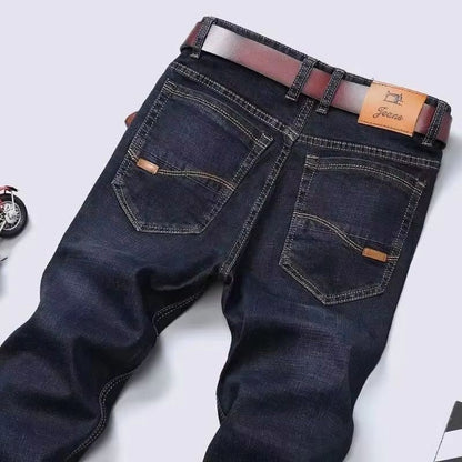 Calças Jeans Masculinas Grandes Tamanhos 34 36 38 40 2025 Novas Casuais Negócios Elásticas Calças de Denim Azul Clássico Masculinas Calças Retas Folgadas