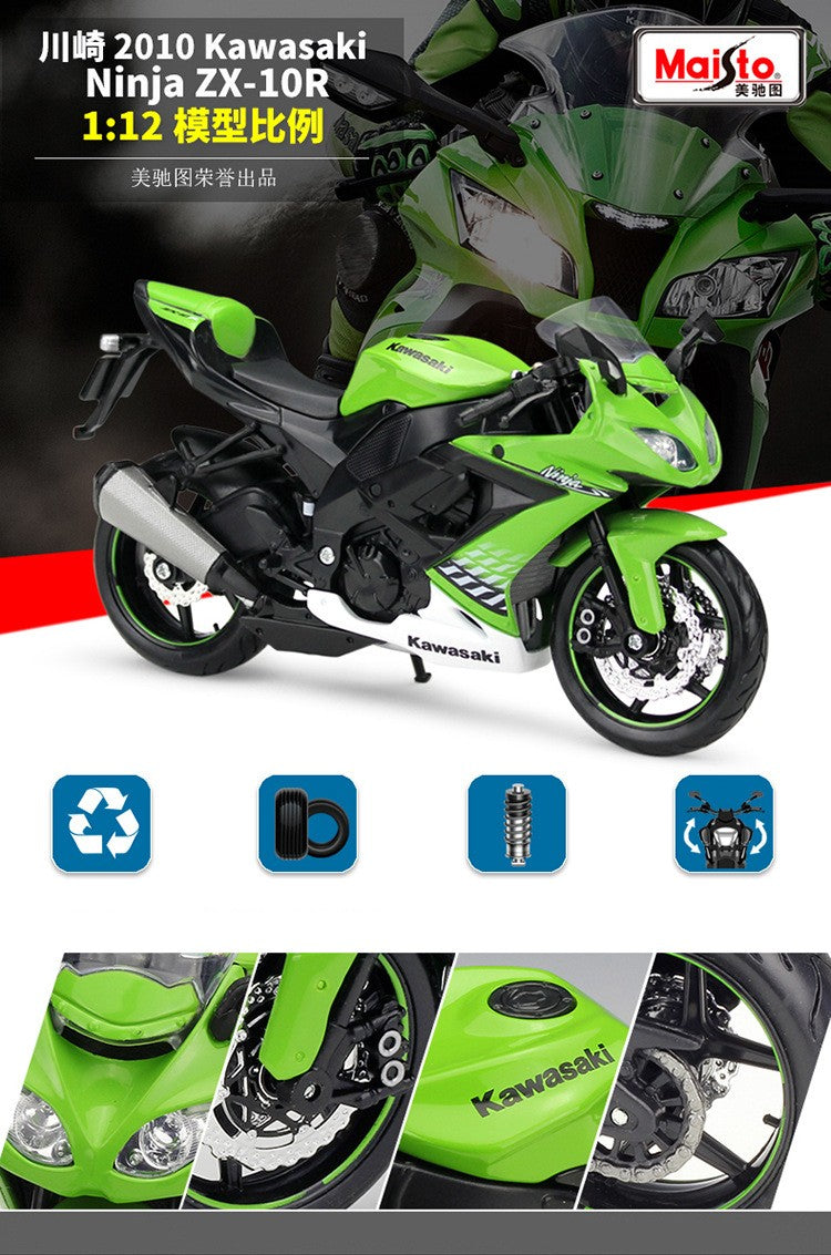 Maisto 1:12 Kawasaki Ninja ZX-10R Liga Modelo de Moto Simulação Diecast Metal Escala Modelo de Moto Brinquedo Infantil Presentes