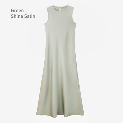 AS 2025 spring summer elegance satin dress + knitted top match set maxi floor le