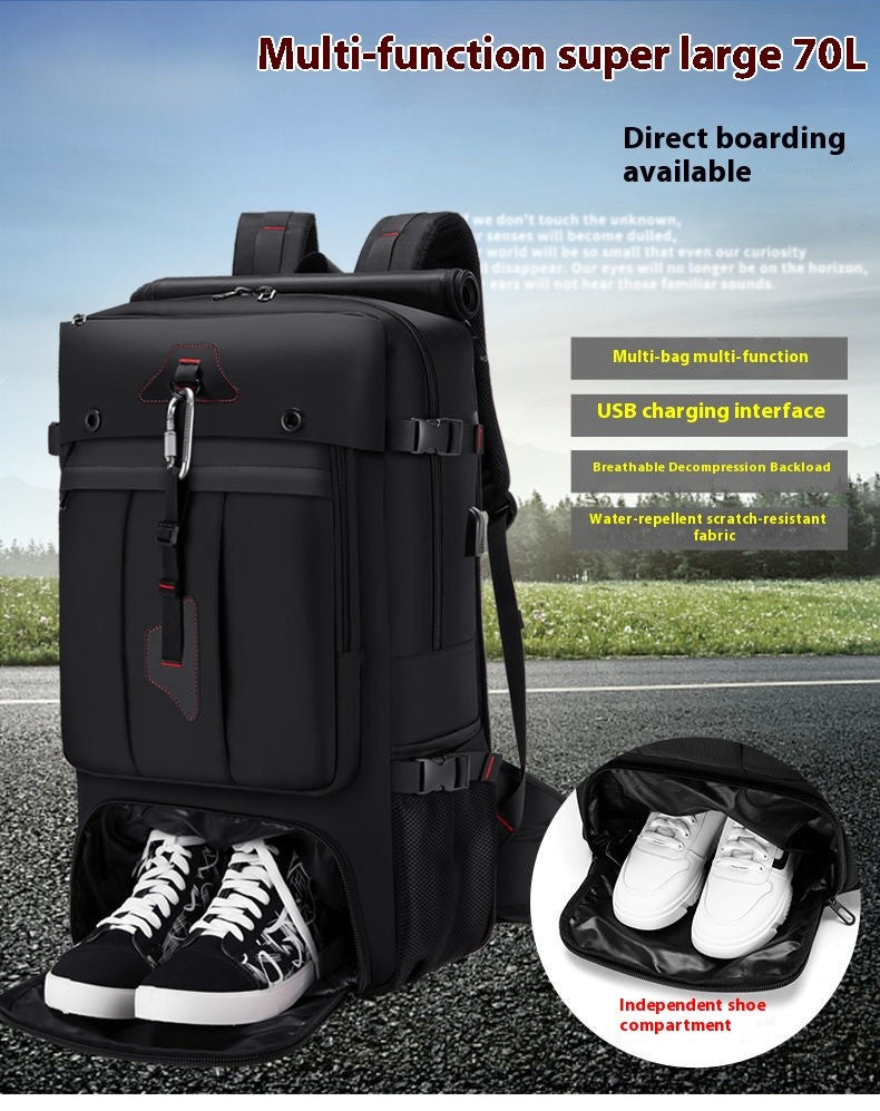 Mochila de Viagem Grande Capacidade 50L 70L Esportes Treino Fitness Bolsa Independente para Sapatos Bolsas para Laptop