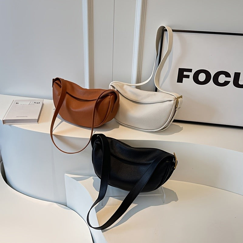 Fashionable retro new leather bag, women's dumpling bag, shoulder bag, crossbody bag, trendy and versatile soft leather bag