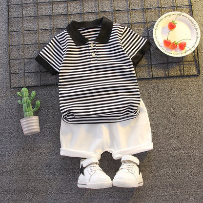 Summer Clothes for Children Baby Boys Girls Striped T-Shirt And Shorts 2pcs Set Toddler Fashion Tracksuit