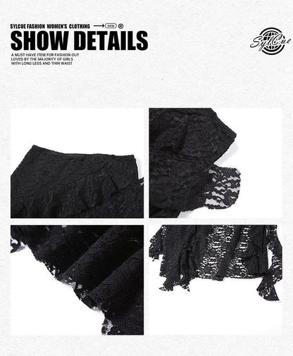 Gothic Skirt 2000s Summer Women's Clothes Gyaru Kpop Streetwear Lace High Waist Casual Aesthetic Long Skrit Femme Hip Hop Skirts