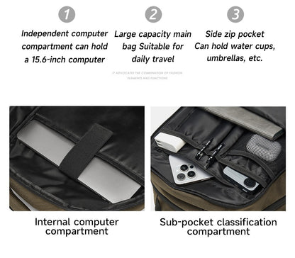 Simple Style Waterproof Large Capacity Men Travel Backpack Black Brown Outdoors Knapsack 16 Inch Laptop Teenagers School Bag
