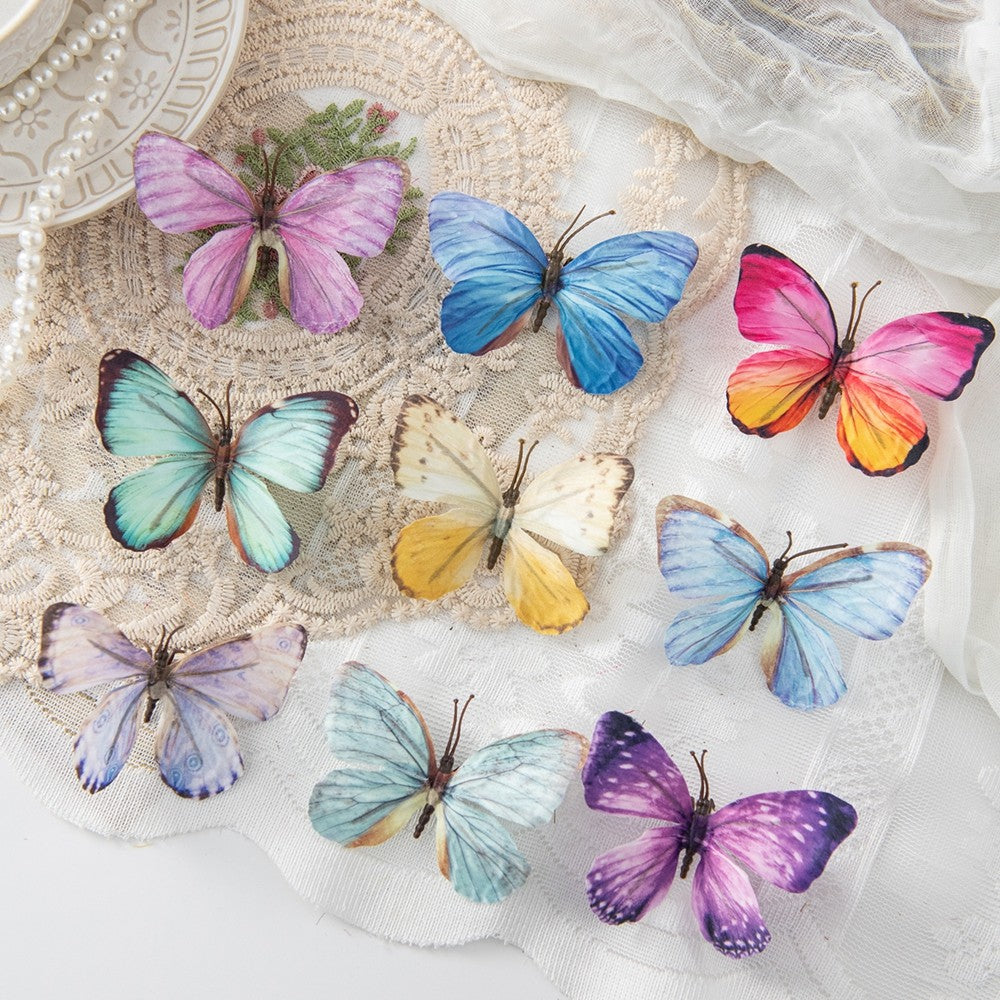 5/10PC Artificial Fake Fluorescent Butterfly Home Room Decor Valentine's Wreath Wedding Bridal Diy Gift Box Accessories Headwear