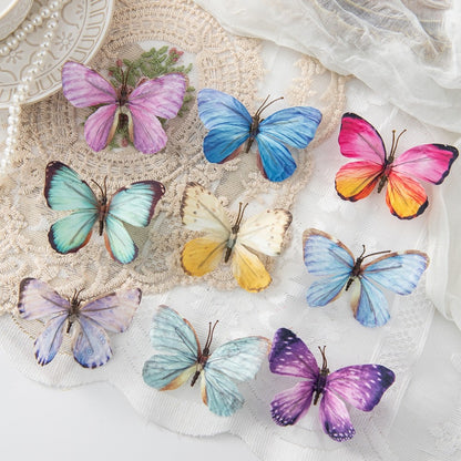 5/10PC Artificial Fake Fluorescent Butterfly Home Room Decor Valentine's Wreath Wedding Bridal Diy Gift Box Accessories Headwear
