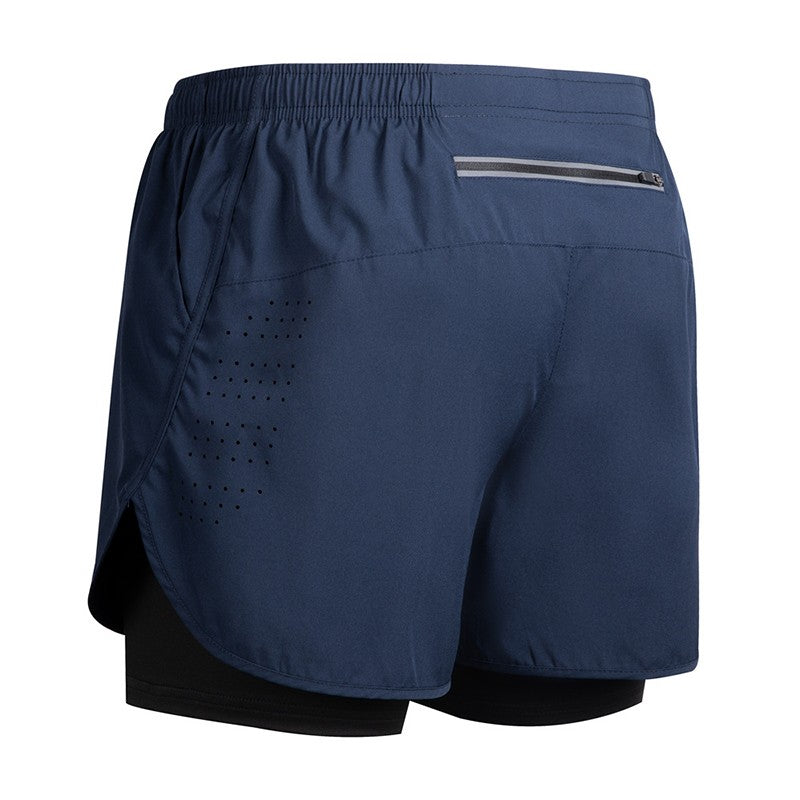 Men's Running Shorts Quick-drying Fitness Black Double Layer Shorts Men New Sport Workout Training Bodybuilding Short Pants