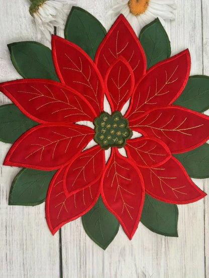 4/2PCS 35X35CM Christmas Embroidered Table Flag Tablecloth European Embroidered Placemat Modern Nordic Circular Cover Tablecloth