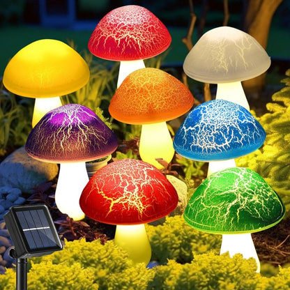 Solar Garden Decor Lights Crack Mushrooms Outdoor Decor Stake String Lights Waterproof Solar Pathway Lights Christmas Decoration
