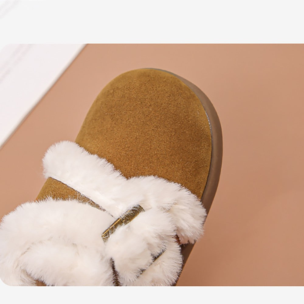 Winter Fur Boots For Girls Thick Warm Children's Plush Snow Boots Soft Warm Velvet Cotton Shoes Winter Kid's Padded Boots