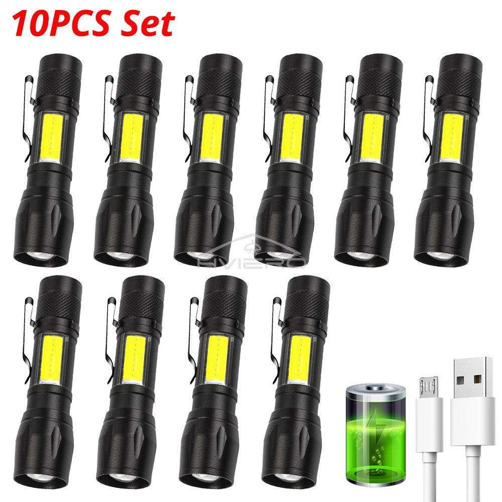 Flashlight Battery Charge Mini Led 3W Focus Adjustable Side Lamp Convenient Waterproof T6 Light Ultra Bright For Camping Hiking