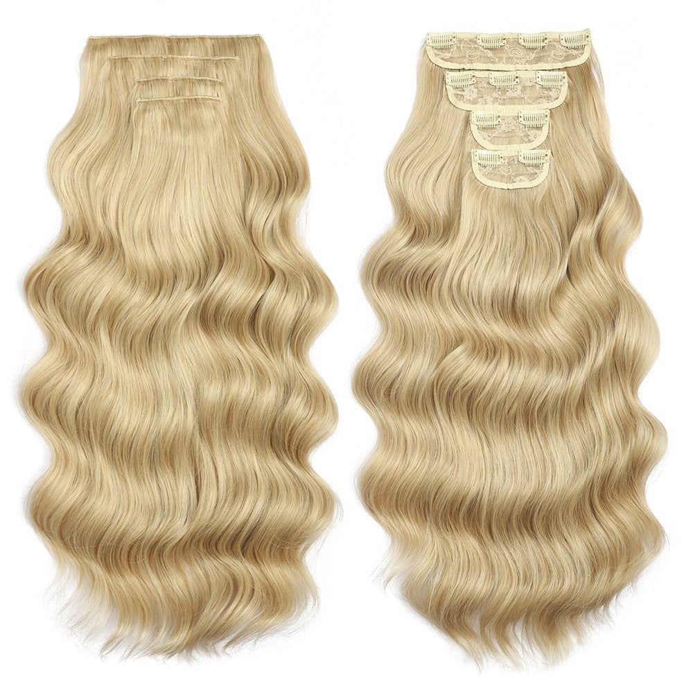 Bio Body Wave Clip in Hair Extensions 22 polegadas 4 peças/lote 220g Macio Natural Fibra Sintética Resistente ao Calor Clip in