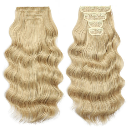Bio Body Wave Clip in Hair Extensions 22 polegadas 4 peças/lote 220g Macio Natural Fibra Sintética Resistente ao Calor Clip in