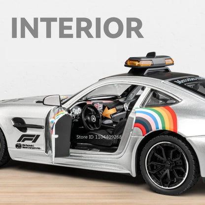1:24 GTR F1 Safety 300SL Carro Esportivo Modelo Brinquedo Liga Fundido Som Luz Amortecedor Modelos De Veículos Em Miniatura Coleção Presente