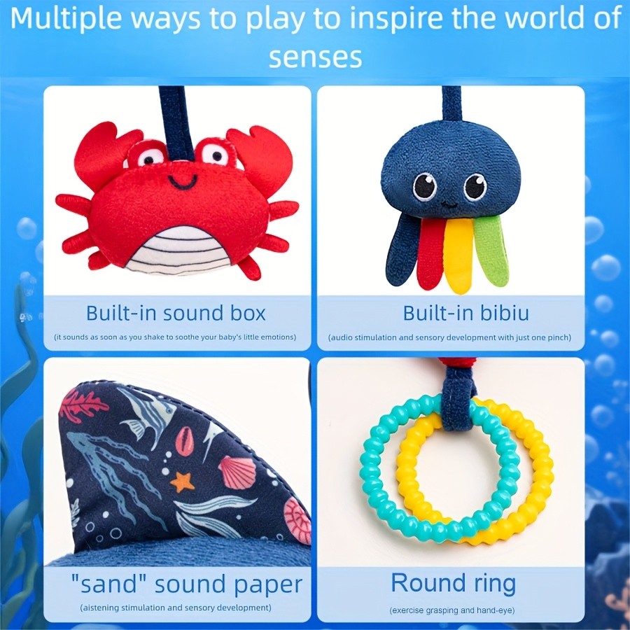 Newborn Infant Soft Whale Mobile Hanging Baby Educational Toy For Baby Intellectual Development Handheld Cute Stuffed Animal Toy