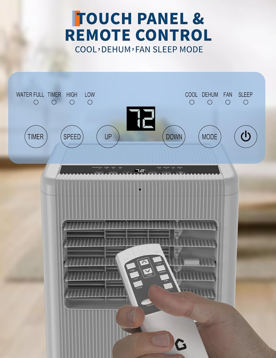 Ar-condicionado portátil de 8.000 BTU com modos resfriar/secar/ventilar, resfriamento rápido em até 32,5 m², resfriamento sem dreno, modo de suspensão silencioso