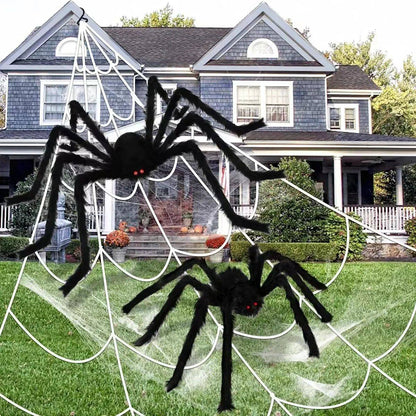 Teia de Aranha Gigante Preta Assustadora de Halloween Decoração de Halloween para Casa Bar Adereços de Casa Assombrada Decoração Externa de Feriado