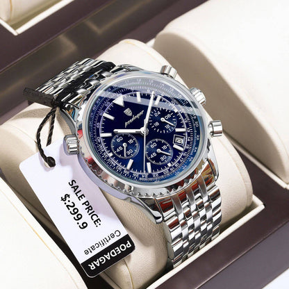 POEDAGAR Luxury Sport Man Watch Chronograph Date Waterproof Luminous Men's Quartz Watches Stainless Steel Fashion Men Wristwatch