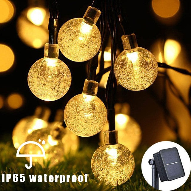 Solar String Lights Outdoor 200 LED Crystal Globe Lights Waterproof Solar Festoon Fairy Light for Garden Christmas Party Decor