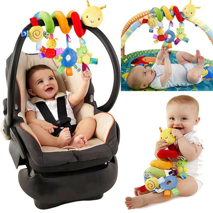 Baby Plush Hanging Toy Cartoon Cute Animals Shapes Prams Stroller Bed Spiral Activity Hanging Toys Colorful Soothing Rattles Toy