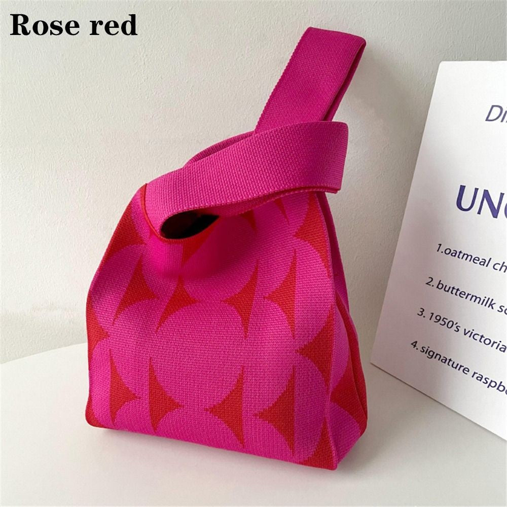 Girls Reusable Handmade Knit Handbag Tote Bag Wrist Bag Shopping Bags