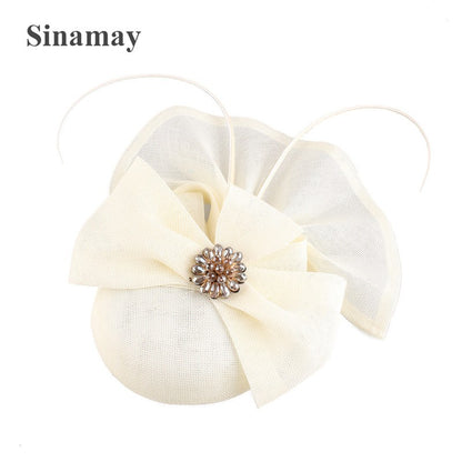 Nice Flower Fascinator Hats Fashion Bow Party Chapeau Cap Bride Women Wedding Chic Headwear With Hair Band Gril Hair Accessories