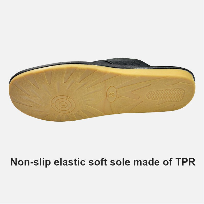 Genuine Cow Leather Slippers Homes in indoor slipper Spring Autumn summer men women elderly non-slip casual single Slides shoes