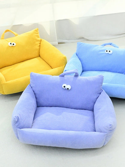 Sofá para Cães e Gatos Cartoon Sle Pet Bed Couch, Série Olhos Grandes, Travesseiro de Uso Diário Outono Inverno, Design de Sofá, Ninho para Pets, Nova Chegada
