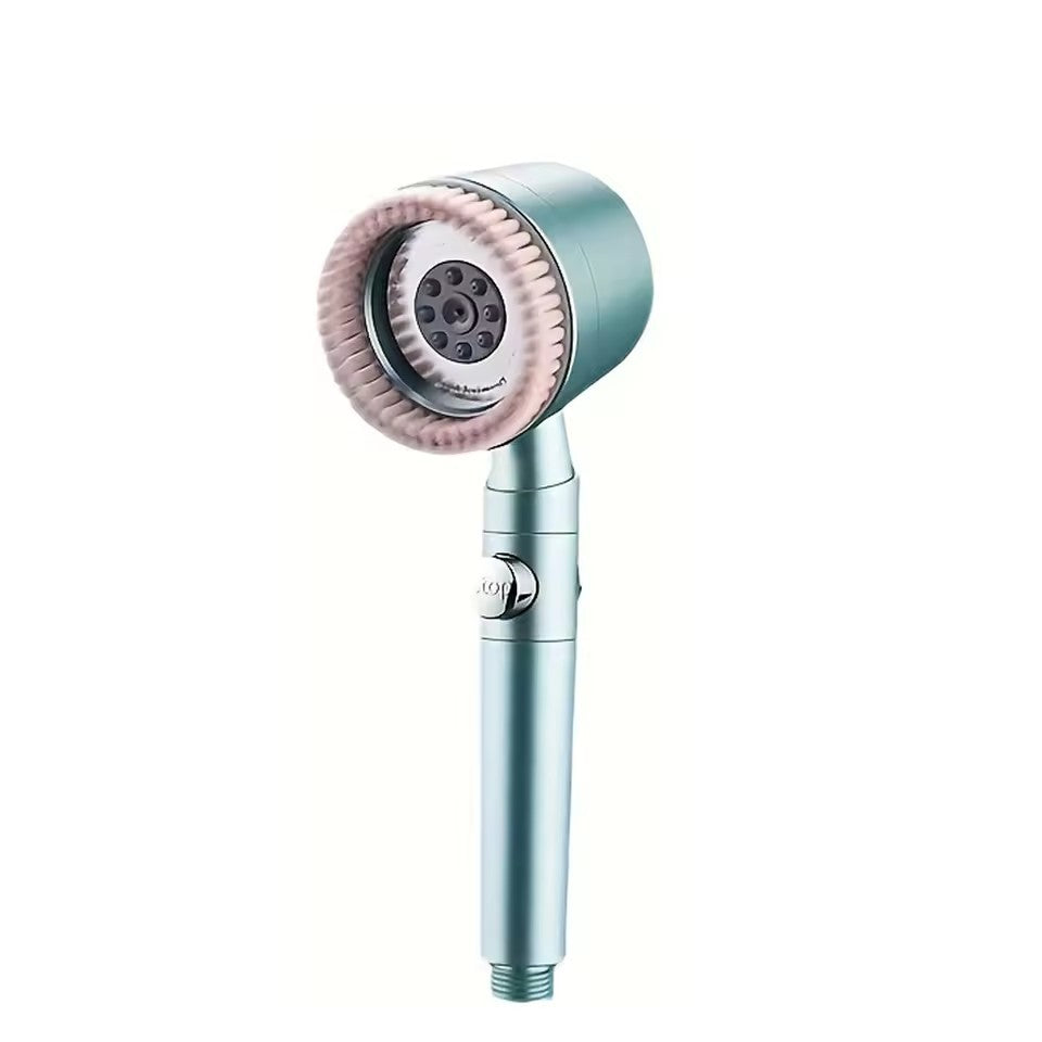 Chuveiro Booster 5 Modos com Escova Massageadora de Alta Pressão para Economia de Água Portátil Filtro de Banheiro com Mangueira e Suporte