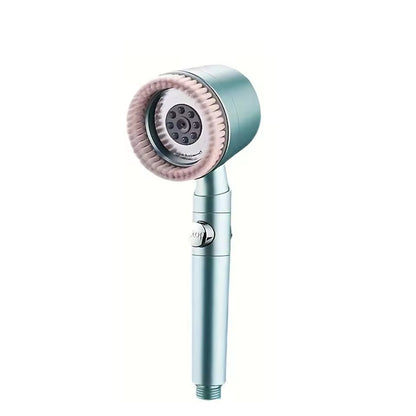 Chuveiro Booster 5 Modos com Escova Massageadora de Alta Pressão para Economia de Água Portátil Filtro de Banheiro com Mangueira e Suporte