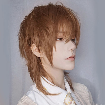 Peruca MEIFAN Sintética Curta para Cosplay Lolita Anime Masculina Cabelo Liso Masculino Fibra de Alta Temperatura Rosa Azul Louro Ombré Preto Peruca