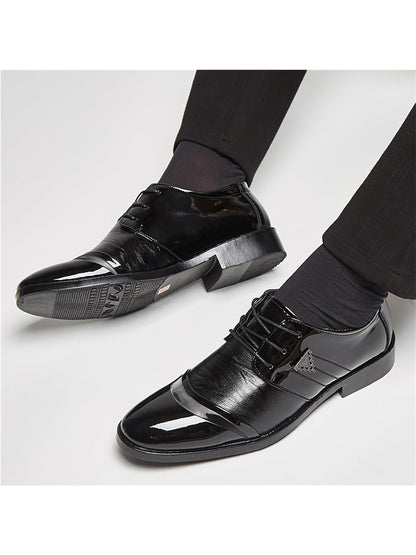 Mens Lace Up Dress Shoes Modern Formal Business Casual Office Suit Tuxedo Patent Leather Oxford Shoes