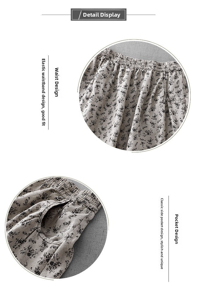 Cotton Linen High Waist Printed Summer New Sle Cool Slimming Hip Covering Floral Skirt Loose Fit Casual Long Skirt