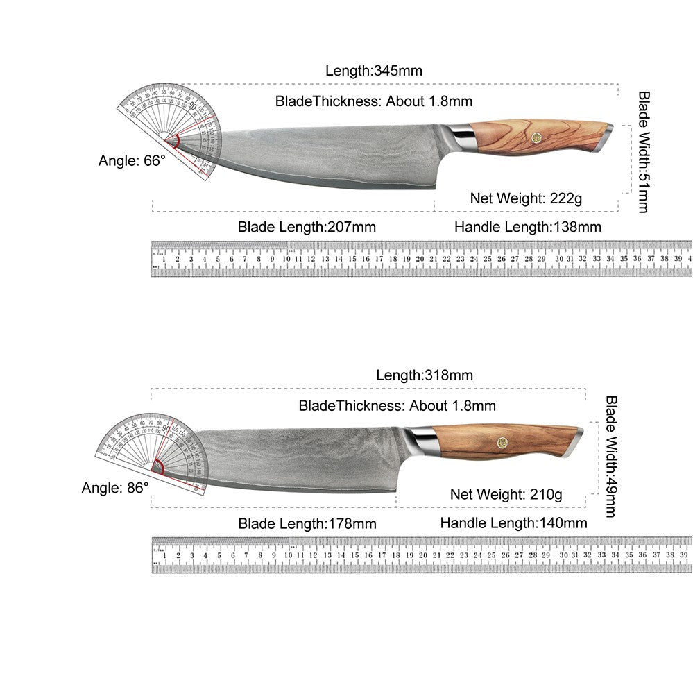 Conjunto de facas de cozinha para chef Damasco 67-LAY, faca japonesa Santoku Nakiri, faca utilitária, faca para desossar, faca de cozinha com cabo de madeira de oliveira HD
