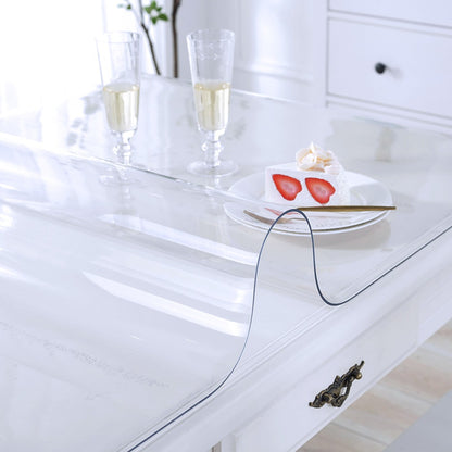 SucceBuy 1.5-2mm PVC Table Cloth Transparent Clear Desk Cover Protector Plastic Soft Glass Waterproof Oilproof for Dining Table