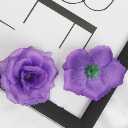 10pcs 8cm Black Artificial Rose Silk Flower Heads Decorative Flowers for Wedding Home Birthday Party New Year Banquet Decoration
