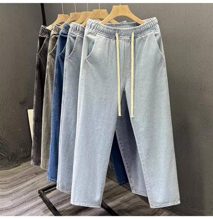 Men's Casual Loose Straight Leg Jeans Thin Wear Resistant Spring Autumn Vintage Workwear Trousers Comfortable Denim Pants