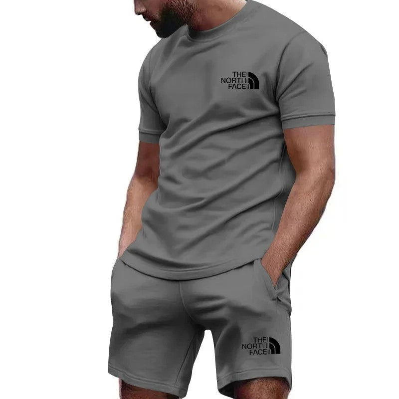 Summer MEN'S fitness fashion MEN'S casual sportswear suit quick drying sports suit short sleeve T-shirt shorts 2 piece set